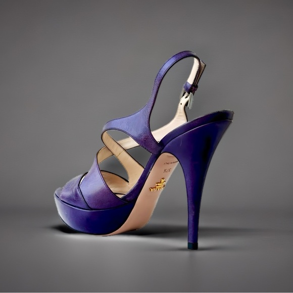 Prada Leather Cutout Accent Slingback Heels Size 7.5 👠 - Picture 3 of 12